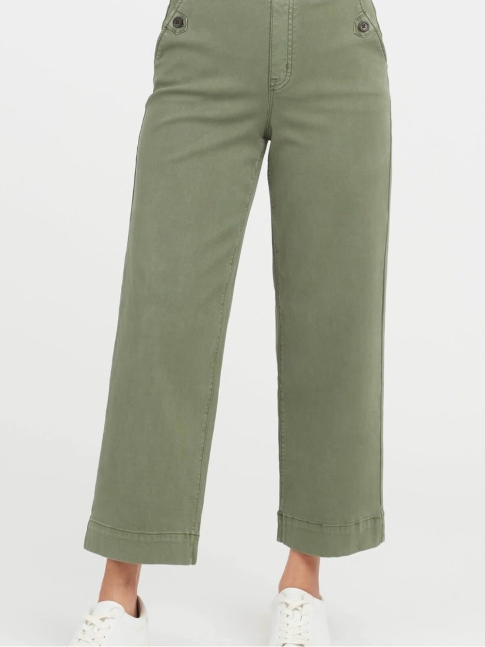 SPANX Stretch Twill Cropped Wide Leg Pant in Soft Sage